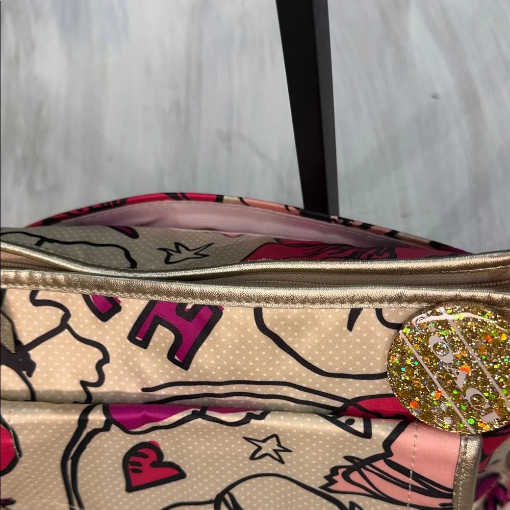 Coach Poppy Beige and Pink Floral Graphic Shoulder Bag